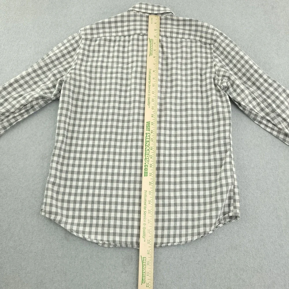 Banana Republic Shirt Mens M Gray Check Long Sleeve Linen Button Up Casual